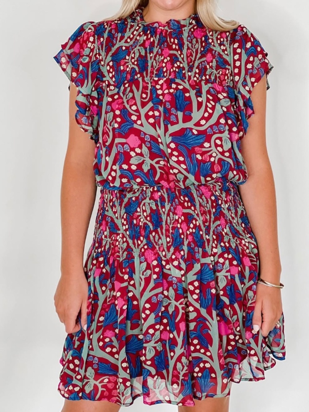 ENTRO - SMOCKED WAIST DRESS - SIZE M